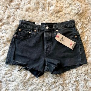 Women’s Levi’s 501 black denim high rise shorts